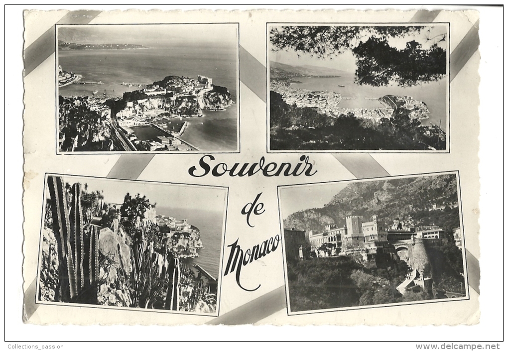 Cp, Monaco, Multi-Vues, Voyagée 1951 - Multi-vues, Vues Panoramiques