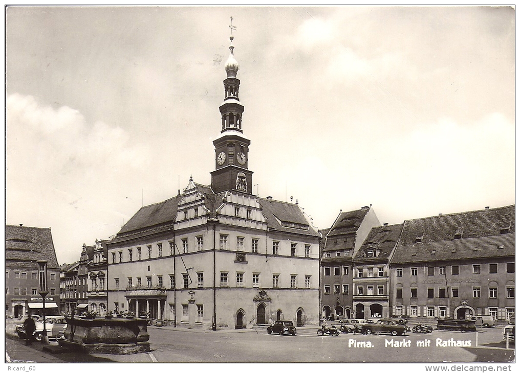 Cpsm Pirna, Markt Mit Rathaus, Marché Et Hôtel De Ville - Pirna
