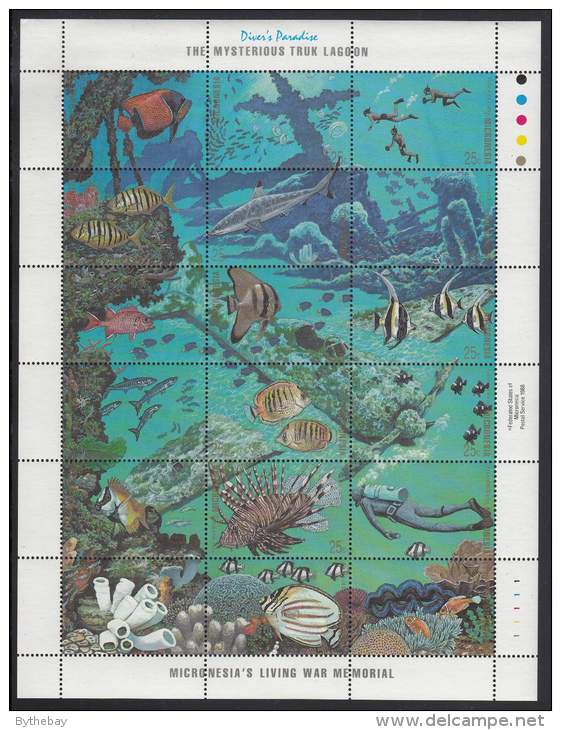 Micronesia MNH Scott #71 Sheet Of 18 25c Truk Lagoon State Monument - Micronésie