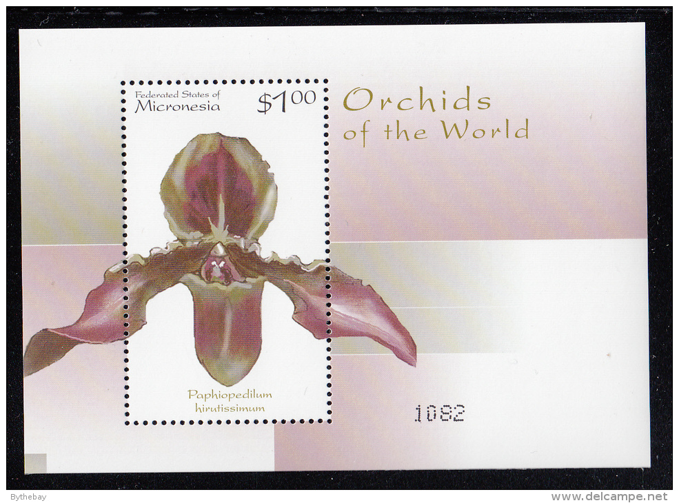 Micronesia MNH Scott #368 Souvenir  Sheet $1 Paphiopedilum Hirutissimum - Orchids Of The World - Micronesia