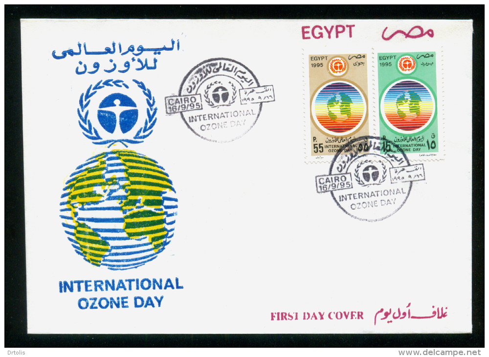 EGYPT / 1995 / INTL. OZONE DAY / OZONE BANDS / GLOBE / FDC - Cartas & Documentos