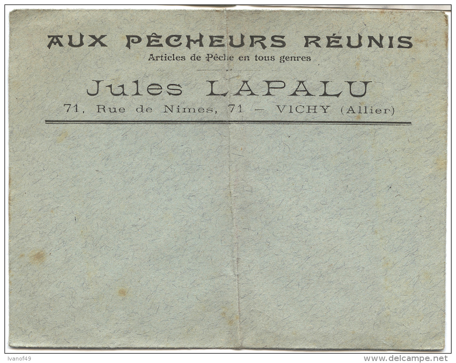 VICHY - Enveloppe Publicitaire Aux Pêcheurs Réunis - Article De Pêche- Jules LAPALU 71 Rue De Nîmes - Pubblicitari