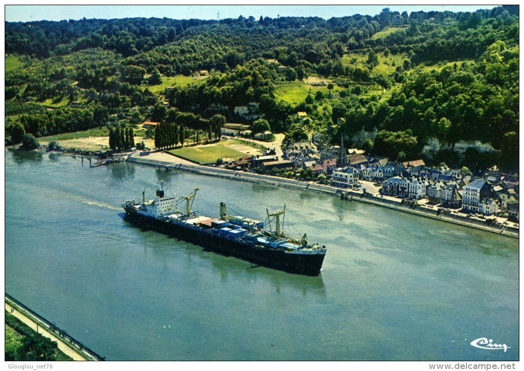 76-LA BOUILLE...VUE AERIENNE  AVEC PENICHE......CPM - La Bouille