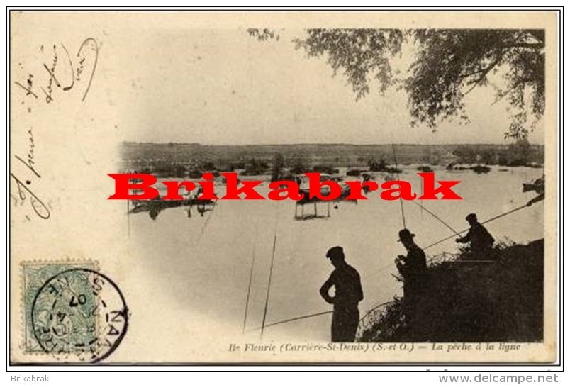 *CARTE POSTALE CARRIERES SUR SEINE / ILE FLEURIE LA PÊCHE A LA LIGNE - Carrières St Denis Seine Et Oise Yvelines - Carrières-sur-Seine