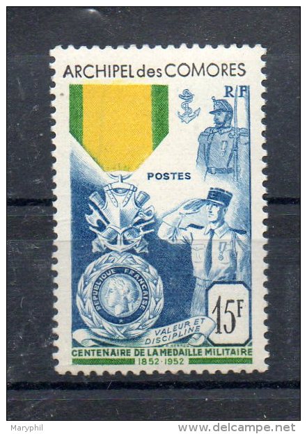 COMORES N° 12* (charnière) - MEDAILLE MILITAIRE  - Cote 55.00€ - Unused Stamps