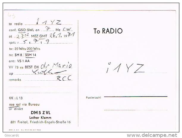 QSL CARD - GERMANIA EST (EAST GERMANY) DDR -1977 BANNEWITZ, ULTRAPURE STEELS PRODUCED AT FREITAL  - RIF. 35 - Radio Amatoriale