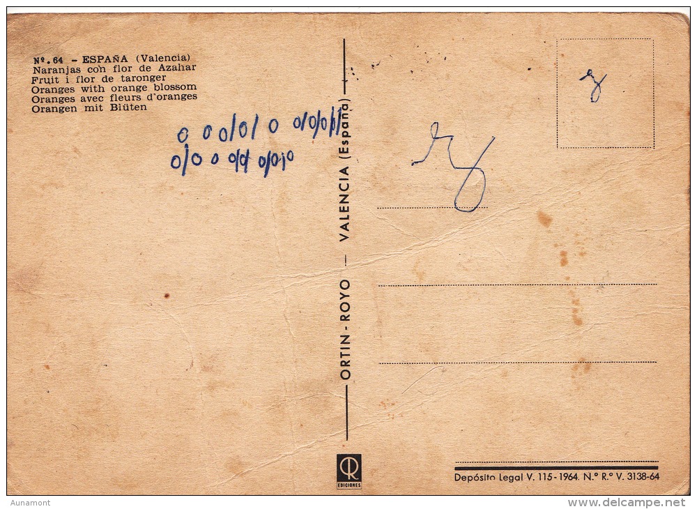 España--Valencia--1964---Naranjas Con Flor De Azahar-- - Flores