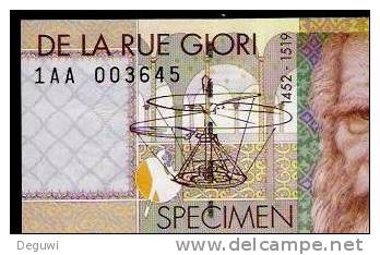 Test Note DE LA RUE "Da Vinci" Type G, Testnote,  Beids. Druck, RRR, UNC, Error Note, SPECIMEN, Trial - Sonstige – Europa