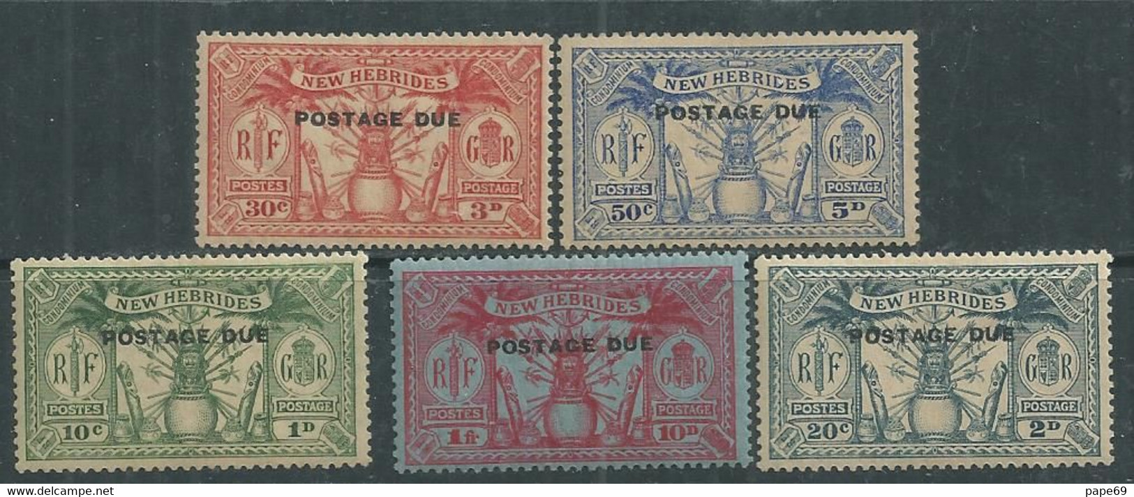 Nouvelles HébridesTaxe N° 6 / 10  XX Surcharge Anglaise : Les 5 Valrs Sans Charnière Sans Rousseurs, TB - Unused Stamps