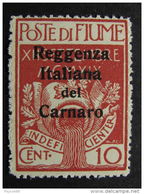 ITALIA Regno Fiume-1920- "Reggenza Carnaro" C. 10 MH* (descrizione) - Fiume