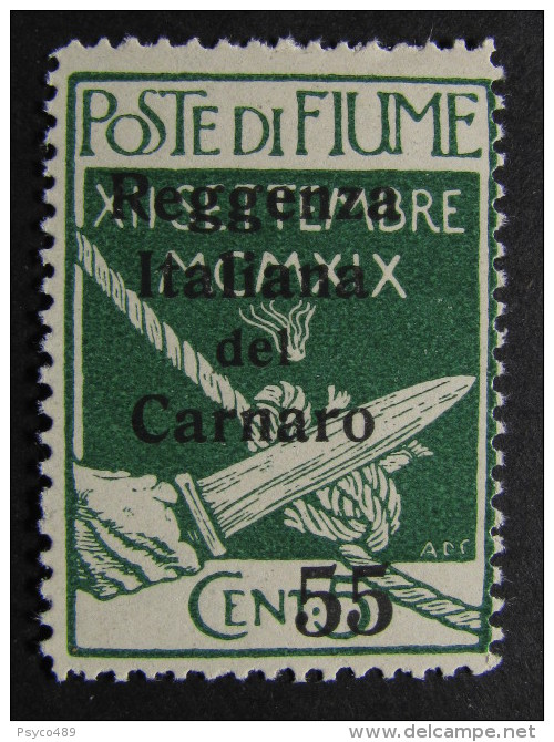ITALIA Regno Fiume-1920- "Reggenza Carnaro" C. 55 Su 5 MH* (descrizione) - Fiume