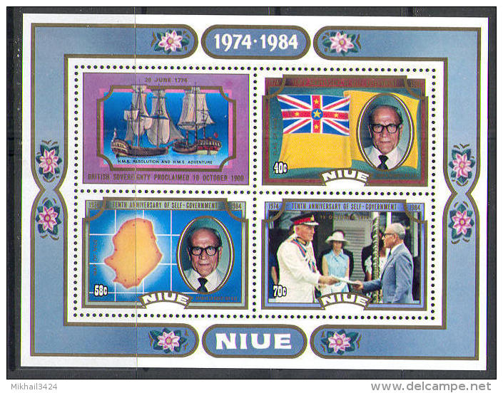 2609 Flags Ships Carte Royals 1984 Niue S/s MNH ** - Ships