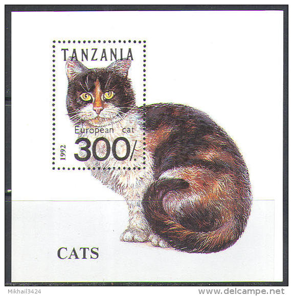 2668 Fauna Animals Domestic Cats 1992 Tansania S/s MNH ** - Domestic Cats