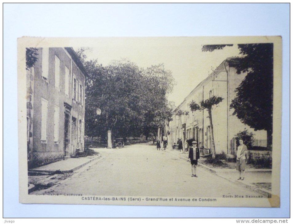 CASTERA-les-BAINS  (Gers)  :  Grand'Rue Et Avenue De Condom  -  Petite Animation  - Castera