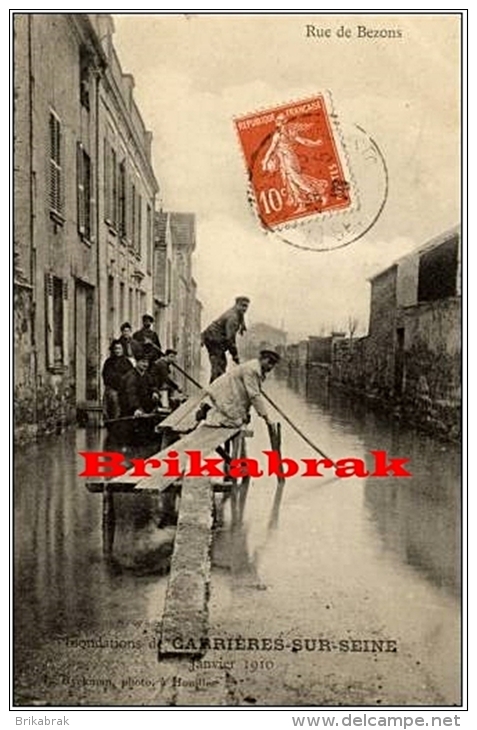 *CARTE POSTALE CARRIERES SUR SEINE / INONDATIONS 1910 RUE DE BEZONS - Carrières St Denis Seine Et Oise Yvelines - Carrières-sur-Seine