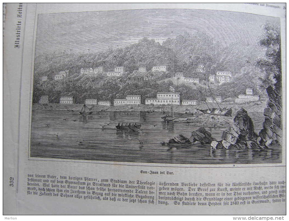 Nicaragua -   San Juan Del Sur  1863   -engraving ILZ1863.13 - Stampe & Incisioni