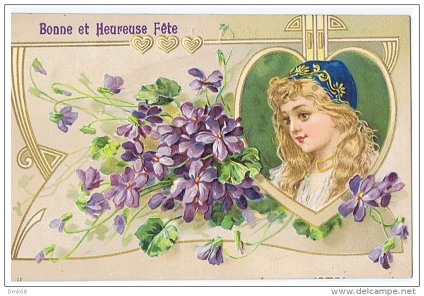 1910s EMBOSSED POSTCARD -  GIRL &amp; FLOWERS - ...-1850 Préphilatélie