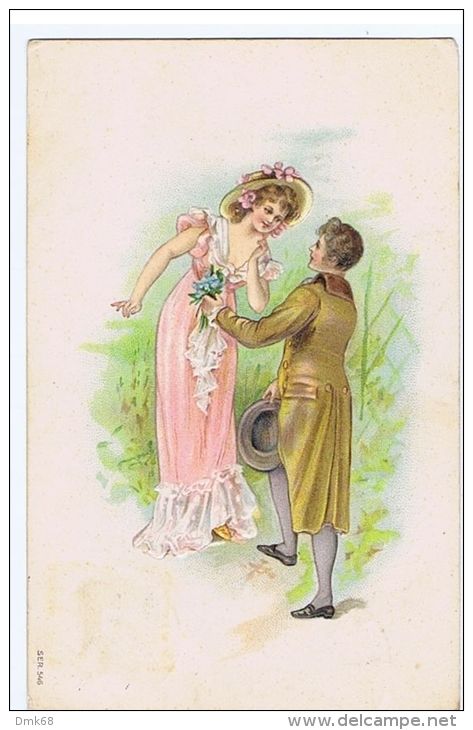 1910s EMBOSSED POSTCARD - COUPLE &amp; FLOWERS - - ...-1850 Voorfilatelie