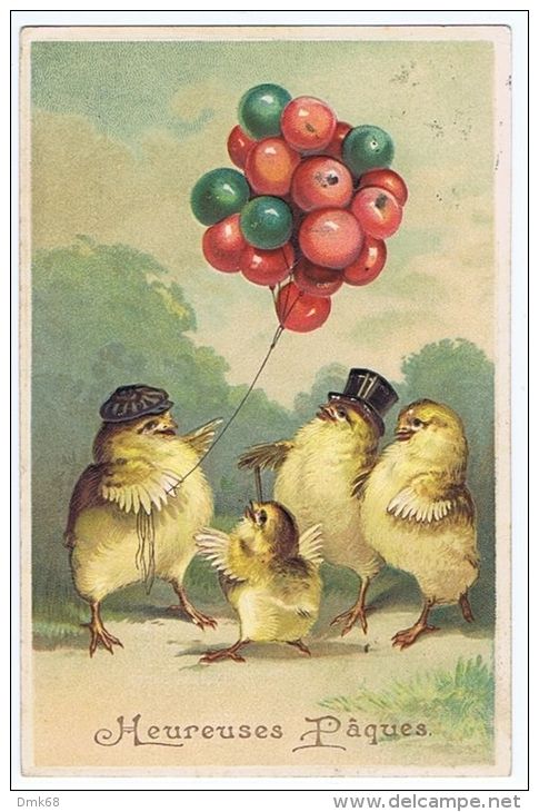 1910s EMBOSSED POSTCARD - DRESSED BIRD &amp; BALLOONS - - ...-1850 Prefilatelia