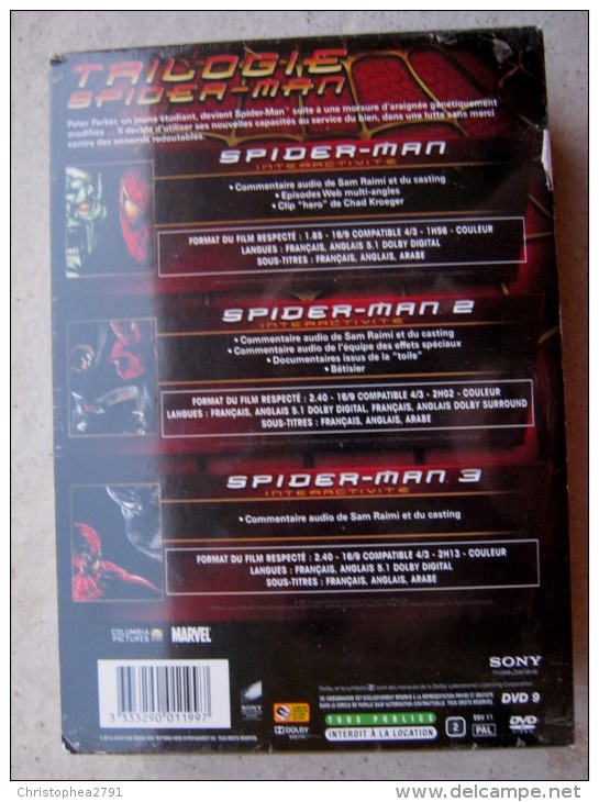 COFFRET 3 DVD TRILOGIE SPIDERMAN NEUF SOUS EMBALLAGE - Action, Aventure