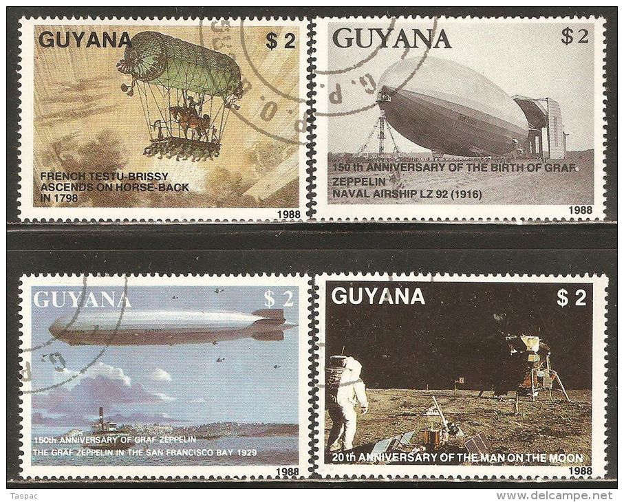 Guyana 1989 Mi# 2485-2488 Used - Airships / Zeppelin / Space - Amérique Du Sud