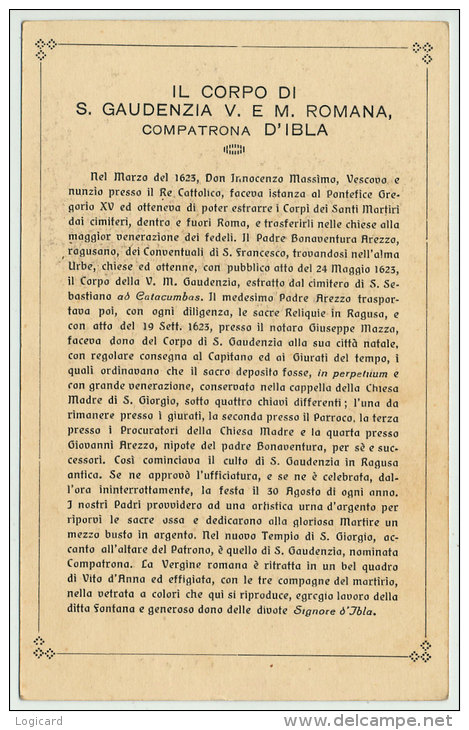 RAGUSA S. GAUDENZIA VERGINE E MARTIRE CON LE TRE COMPAGNE DEL MARTIRIO - Ragusa