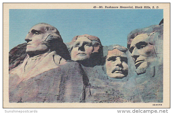 Mount Rushmore Memorial Black Hills South Dakota 1946 Curteich - Mount Rushmore