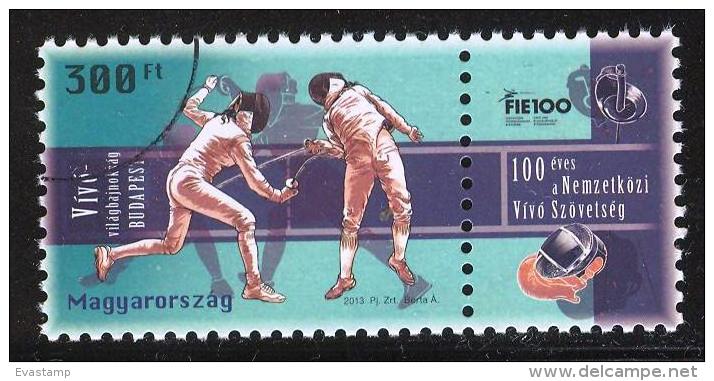 HUNGARY-2013. SPECIMEN Fencing World Championships, Budapest / Sport / Stamp With Label - Probe- Und Nachdrucke