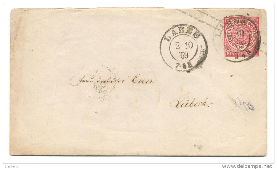 NDP - Brief Ohne Inhalt - Labes 1869 Nach Lübeck - Postal  Stationery