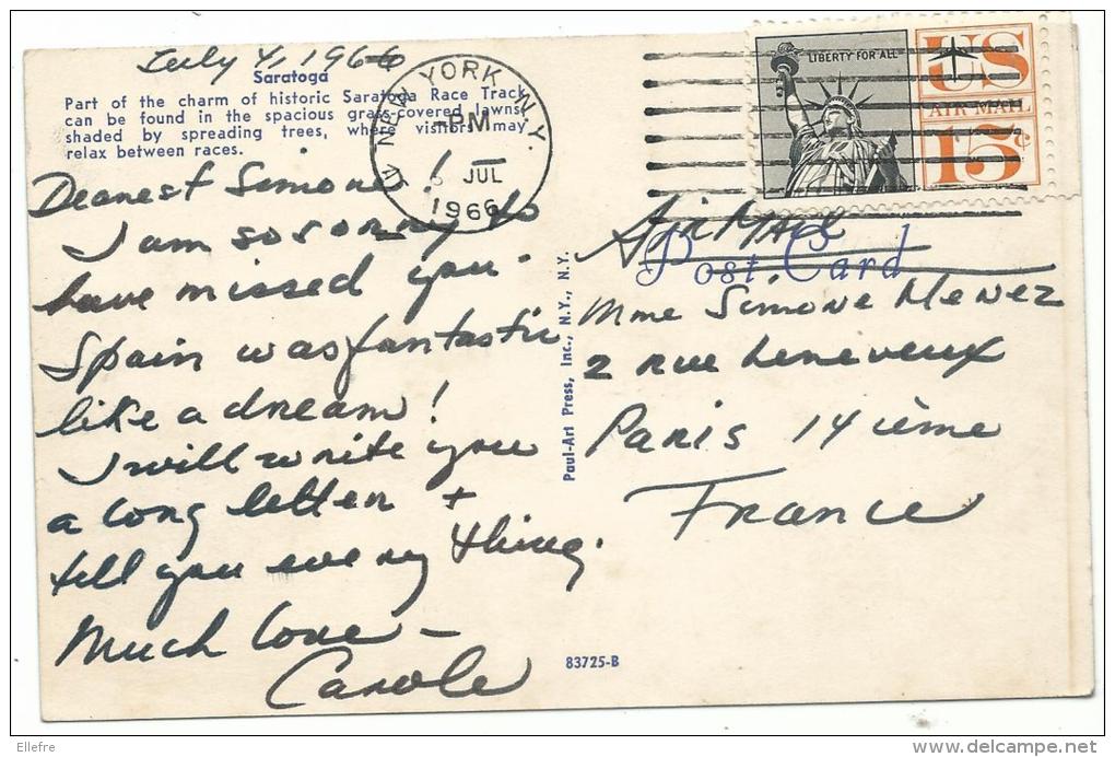 Saratoga, Part Of The Charm Of Historic Saratoga Race Track , Cpsm, Written New York 1966 , Paul Art Press - Saratoga Springs