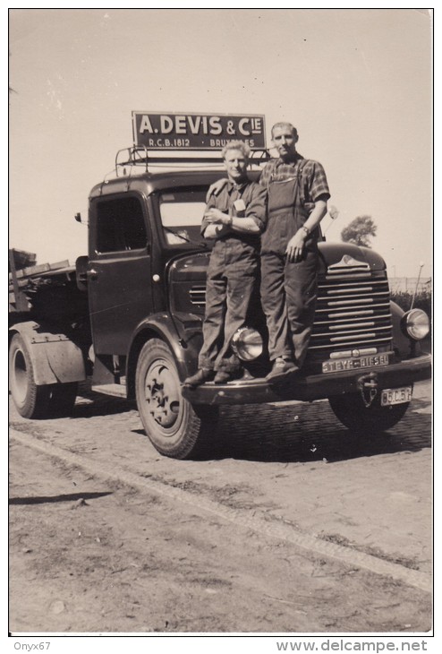 Carte Postale Photo CAMION STEYR Diesel Transport-METIER-Société A. DEVIS & Cie R.C.B 1812- BRUXELLES-BRUSSELS (Belgique - Transporter & LKW