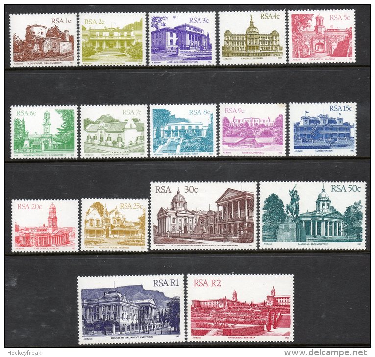 South Africa 1982 - Architecture Definitives To 2r SG511-519 & 521-526 MNH Cat £6.20 SG2002/2015 - See Description Below - Neufs