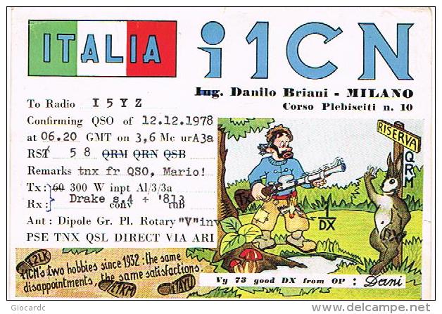 QSL CARD - ITALIA (ITALY) - 1978 MILANO (200^ ANNIV. TEATRO "ALLA SCALA")  -  RIF. 93 - Radio Amatoriale