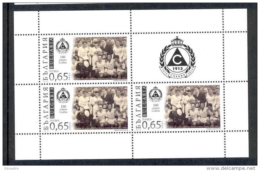 4.- 009 BULGARIA 2013.   MINIATURE SHEET. 100 ANNIVERSARY OF THE FOOTBALL CLUB. SLAVIA - Neufs