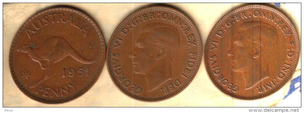 AUSTRALIA 1 PENNY KANGAROO ANIMAL FRONT KGVI HEAD BACK 1952 2ND TYPE NO MINT KM? CV$5 READ DESCRIPTION CAREFULLY !!! - Penny