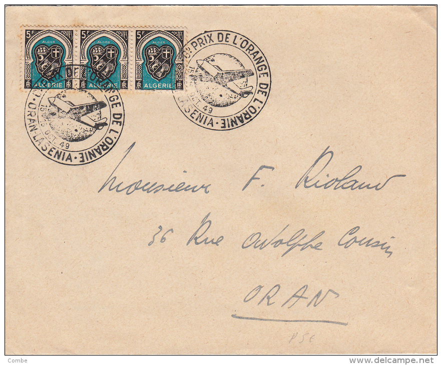 Lettre 1949,  ALGERIE  Gd PRIX DE L'ORANGE, ORAN-LASENIA  /4157 - Cartas & Documentos