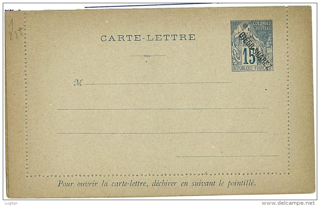 CARTE LETTRE POSTALE - DIEGO SUAREZ  NGK TYPE TIPO # K1, NOT USED - NUOVO, ANNO 1892 - Cartas & Documentos