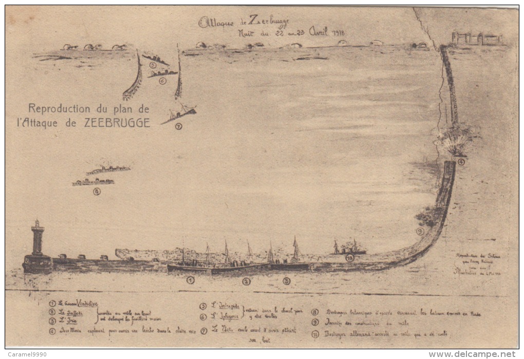 Zeebrugge   Reproduction Du Plan De L'Attaque De Zeebrugge         Scan 5416 - Zeebrugge