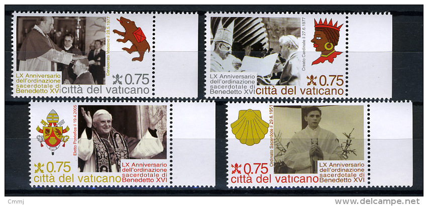 2011 - VATICANO / POLONIA - VATIKAN - 60º ANNIVERSARIO DELL'ORDINAZIONE SACERDOTALE DI BENEDETTO XVI - Unused Stamps