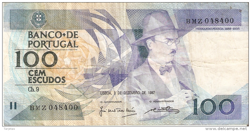 BILLETE DE PORTUGAL DE 100 ESCUDOS  DEL AÑO 1987 SERIE BMZ (BANKNOTE-BANK NOTE) - Portugal