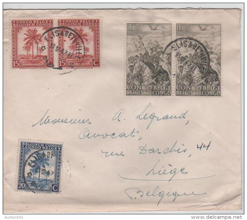 00760a Congo Belge Elisabethville 1947 V. Liège Mr. Legrand Avocat - Lettres & Documents