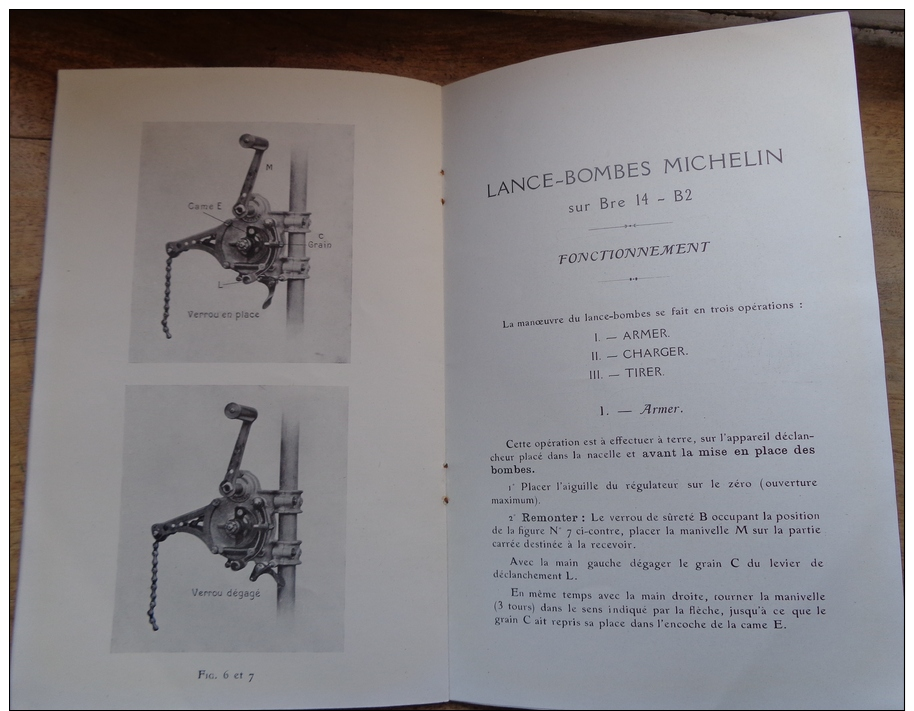 Notice Lance-bombes Michelin N°1 Avion Breguet 14 Aviation - Avion