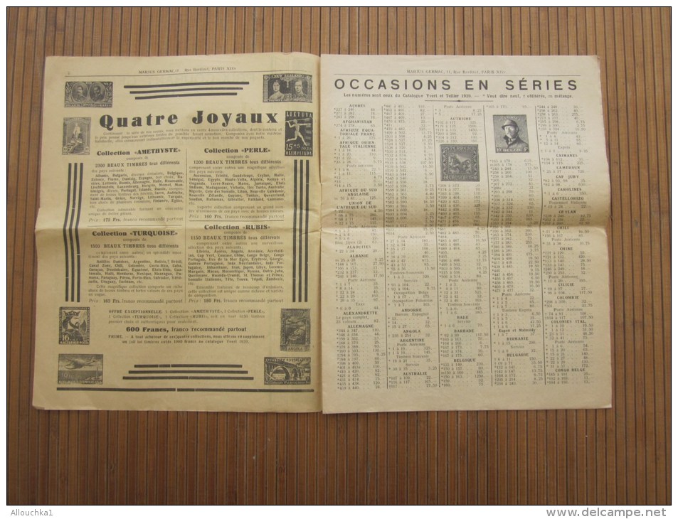 1939 Catalogue De Maison De Vente Prix Courant Général Cotation Marius Germac Paris XIVe - Catalogues De Maisons De Vente