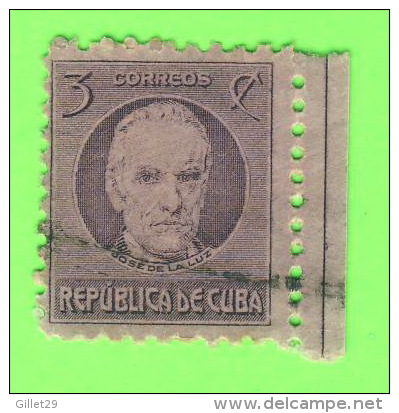 TIMBRES, CUBA - JOSE DE LA LUZ - 3 CORREOS - OBLITÉRÉ - 1917 - - Oblitérés
