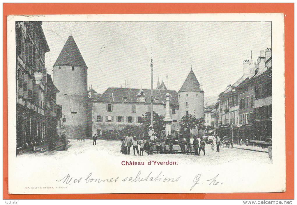 FEL609, Yverdon, Château, Animée, Précurseur, Circulée 1904 - Yverdon-les-Bains 