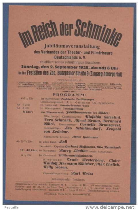 1928 BERLIN - BÜHNENBLÄTTER BERLINER THEATER - SYBILLE SCHMITZ / JOHANNES RIEMANN / EDUARD VON WINTERSTEIN / OTTO BREFIN