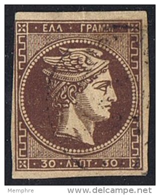 30 Lepta  Impression D'Athènes    Brun Rouge - Usados