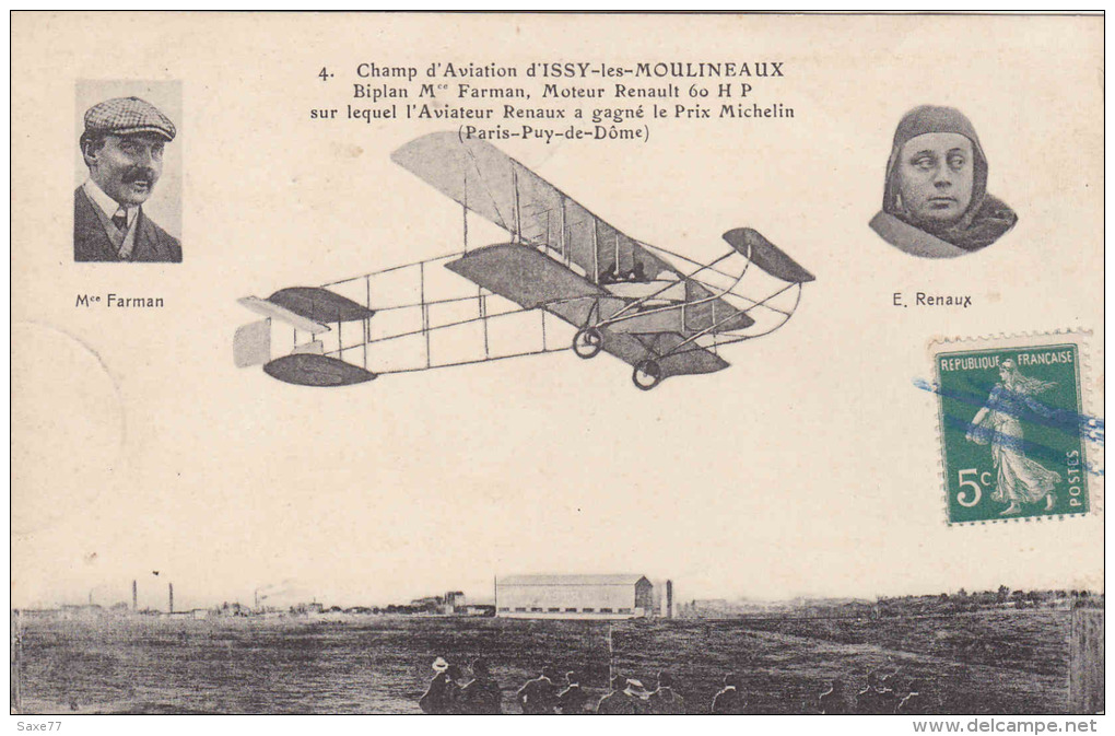 ISSY LES MOULINEAUX - Champ D'Aviation -   Biplan Farman - E-RENAUX - Issy Les Moulineaux