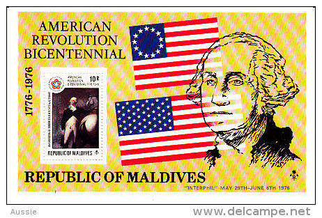 Malediven Maldives 1976 Yvertn° Bloc 35 *** MNH Cote 75 FF Etats Unis Bicentenaire - Maldives (1965-...)