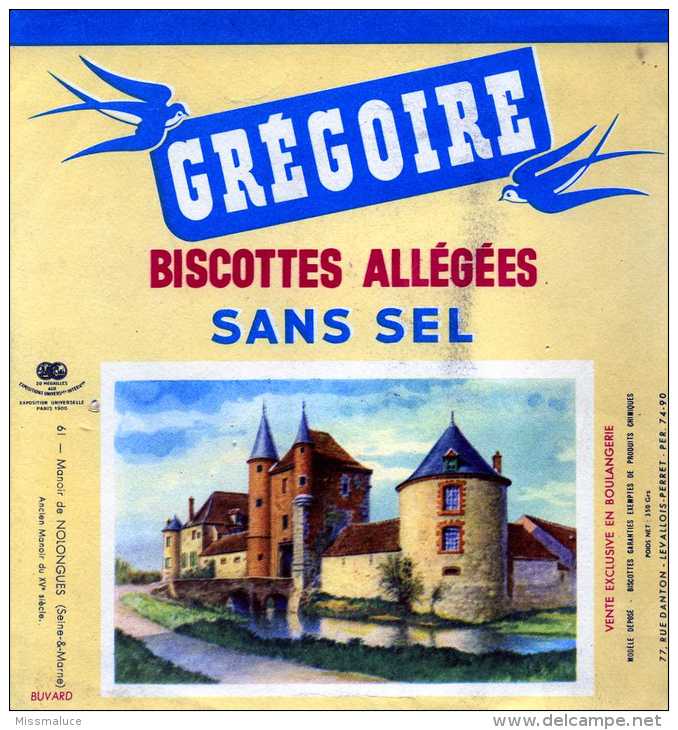 BUVARD BUVARDS BISCOTTE BISCOTTES ALLÉGÉES SANS SEL GRÉGOIRE MANOIR DE NOLONGUES SEINE ET MARNE - Zwieback